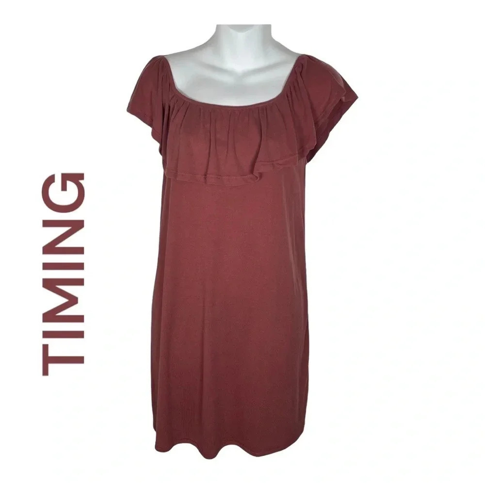 Timing Off the shoulder light maroon colored dress 👗‎